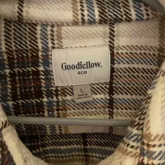 Goodfellow & Co Brown and White Lightweight Shirt Jacket - Picture 3 of 4
